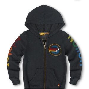 Aviator Nation Kids Zip Hoodie - CHARCOAL